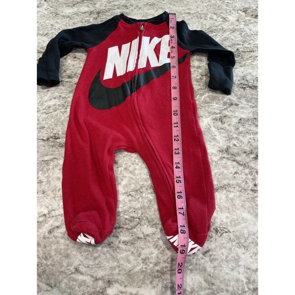 Nike Baby Logo Allover Print Long Sleeve Footed One Piece Pajama Size 3 Months - Picture 9 of 10